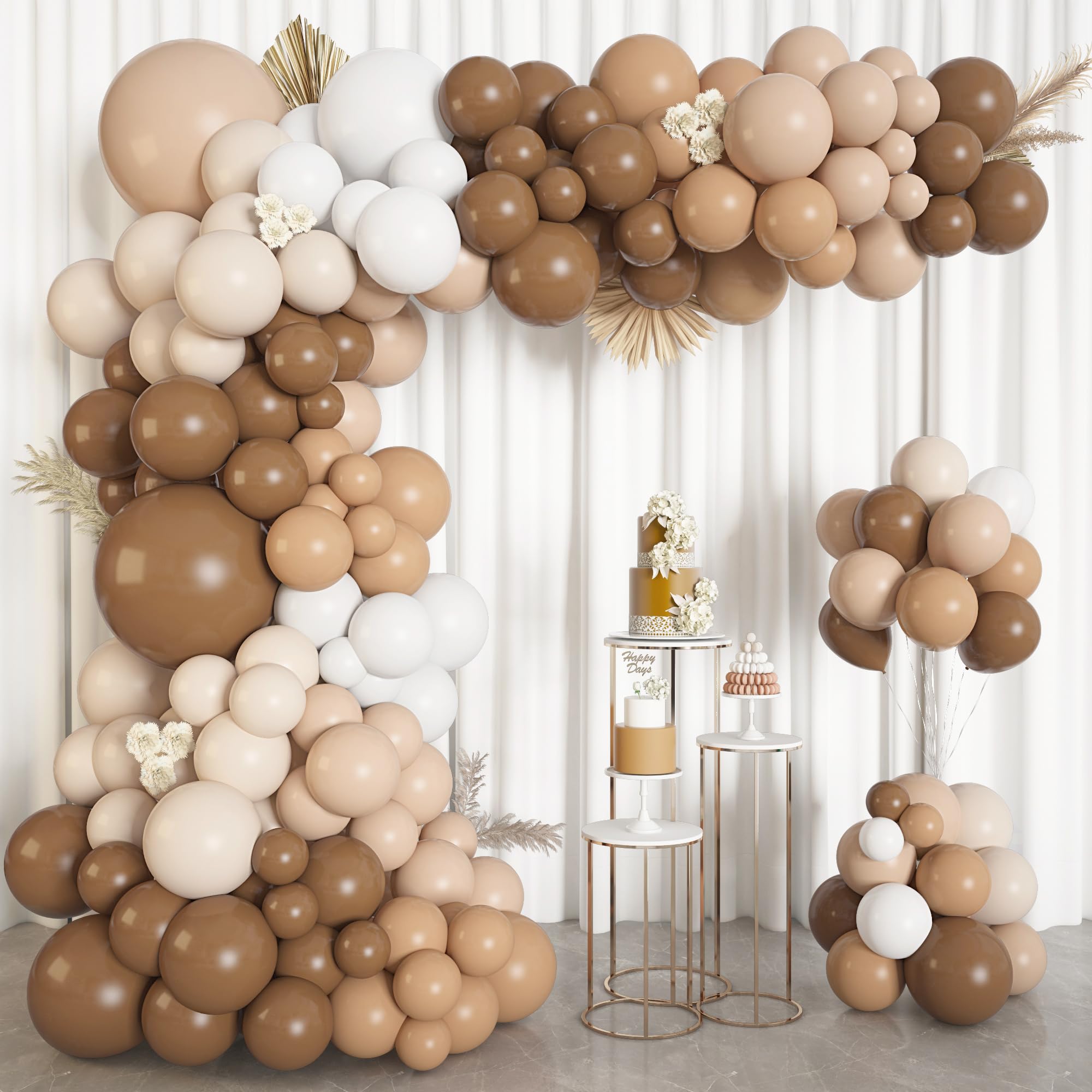Photo 1 of Ouddy Life 156Pcs Brown Balloons Garland Arch Kit, DIY 18"12"10" Coffee Brown Blush Nude Balloons for Neutral Woodland Teddy Bear Baby Shower Wedding Jungle Safari Birthday Party Decorations
