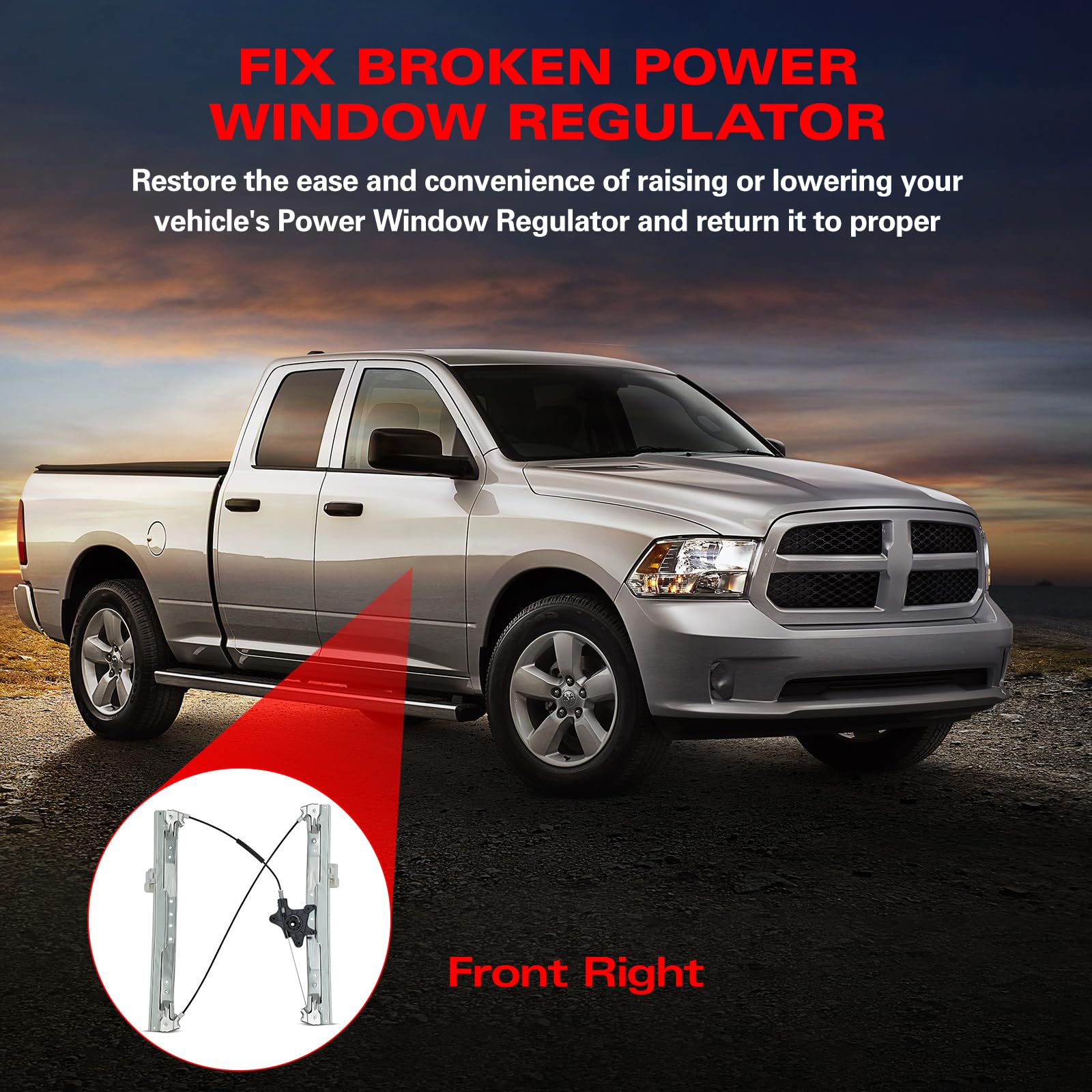 Power Window Regulator & Motor Assembly - Front Right Passenger Side For Chrysler Town & Country, Dodge Grand Caravan (2008-2020), Replaces 749-509