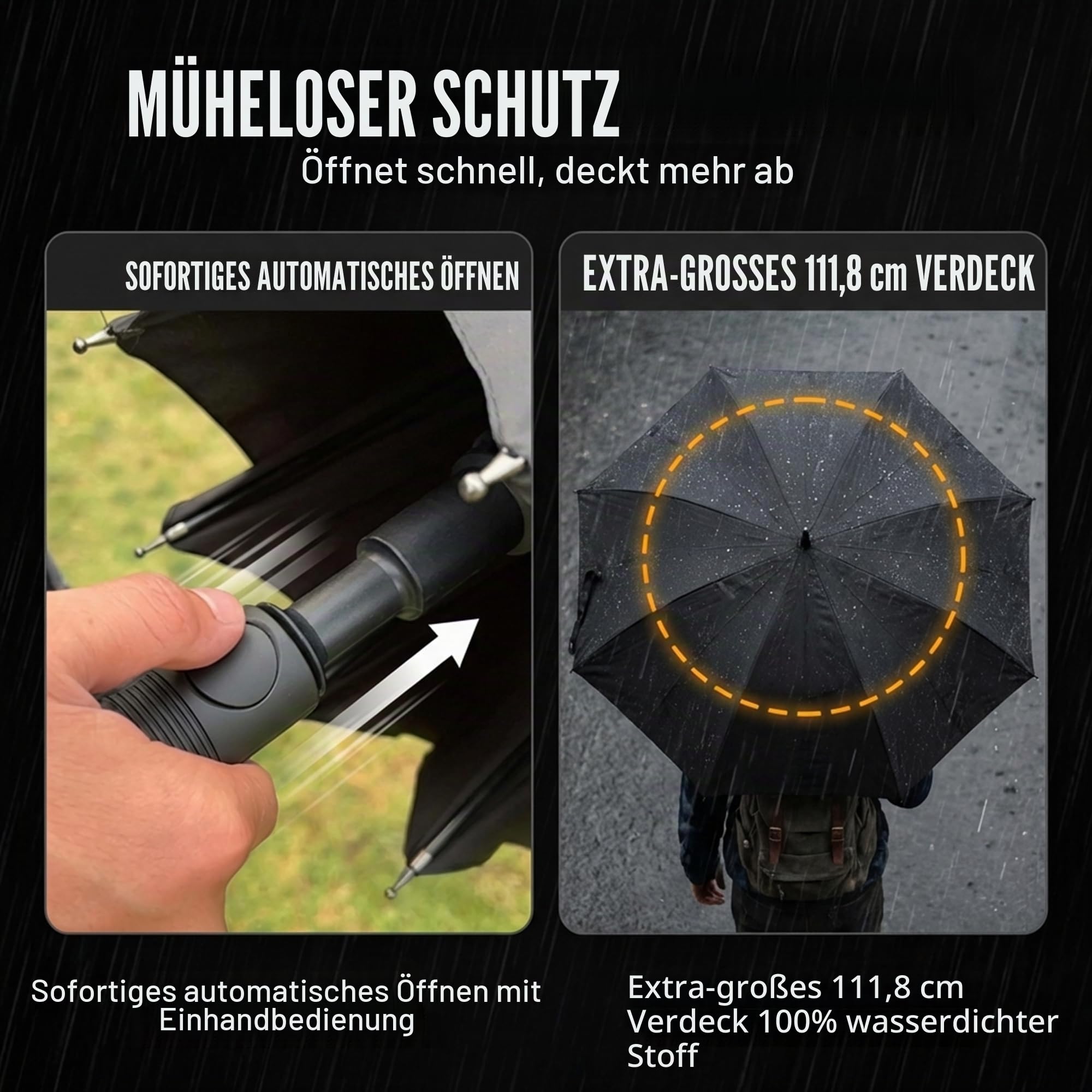 Uzi Tactical Self Defense Umbrella – Windproof Unbreakable Fiberglass Carbide Tip – Lightweight Large Portable Travel Umbrella