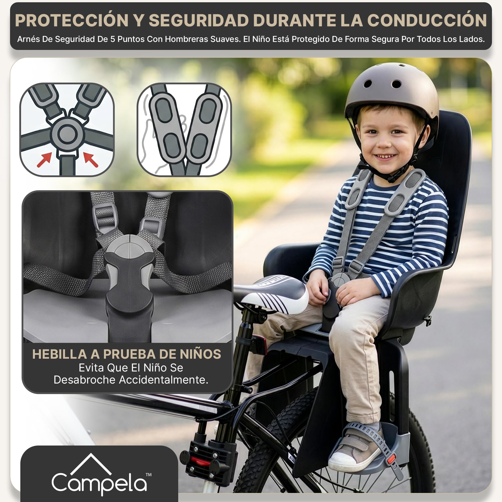 Silla Bebe Bicicleta, Asiento Trasero Bicicleta - Infantil 2 en 1 para Bastidor Trasero o Cuadro, Silla portabebe Bicicleta