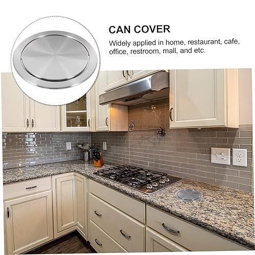 Miniatura 9 de Cabilock 2 piezas de basura de acero inoxidable Mini cubo de basura abatible cubo de basura auto cubo de basura cubo de basura redondo empotrado