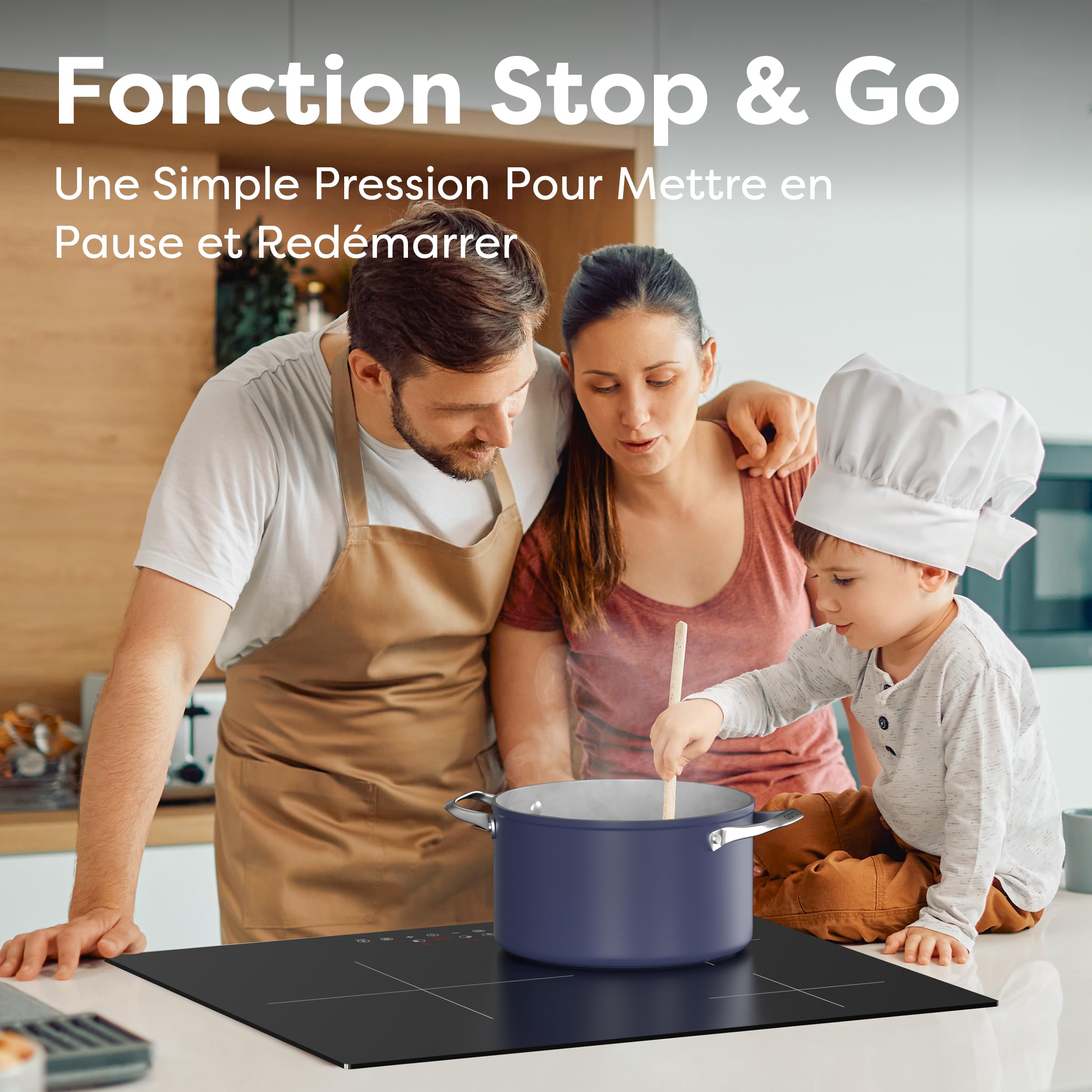 Ciarra Plaque Induction 3 Feux Encastrable 60cm 6200W Fonction Boost | Sécurité Enfant, Puissance Limitée, Minuteur, 9 Niveaux, Fonction Pause, Verre vitrocéramique, CBBIH3