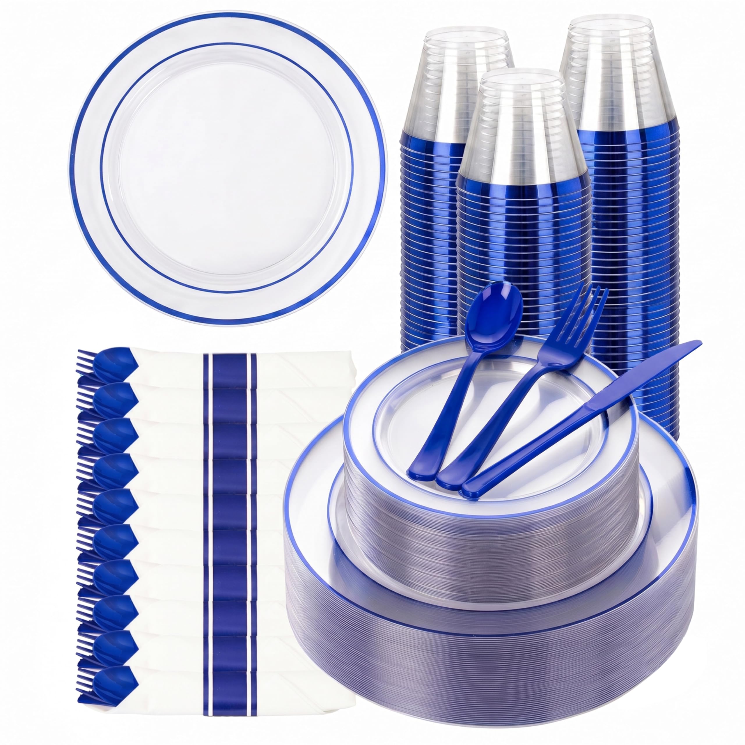 I00000 350 Piece Blue Dinnerware Set - 50 Guest Capacity -1