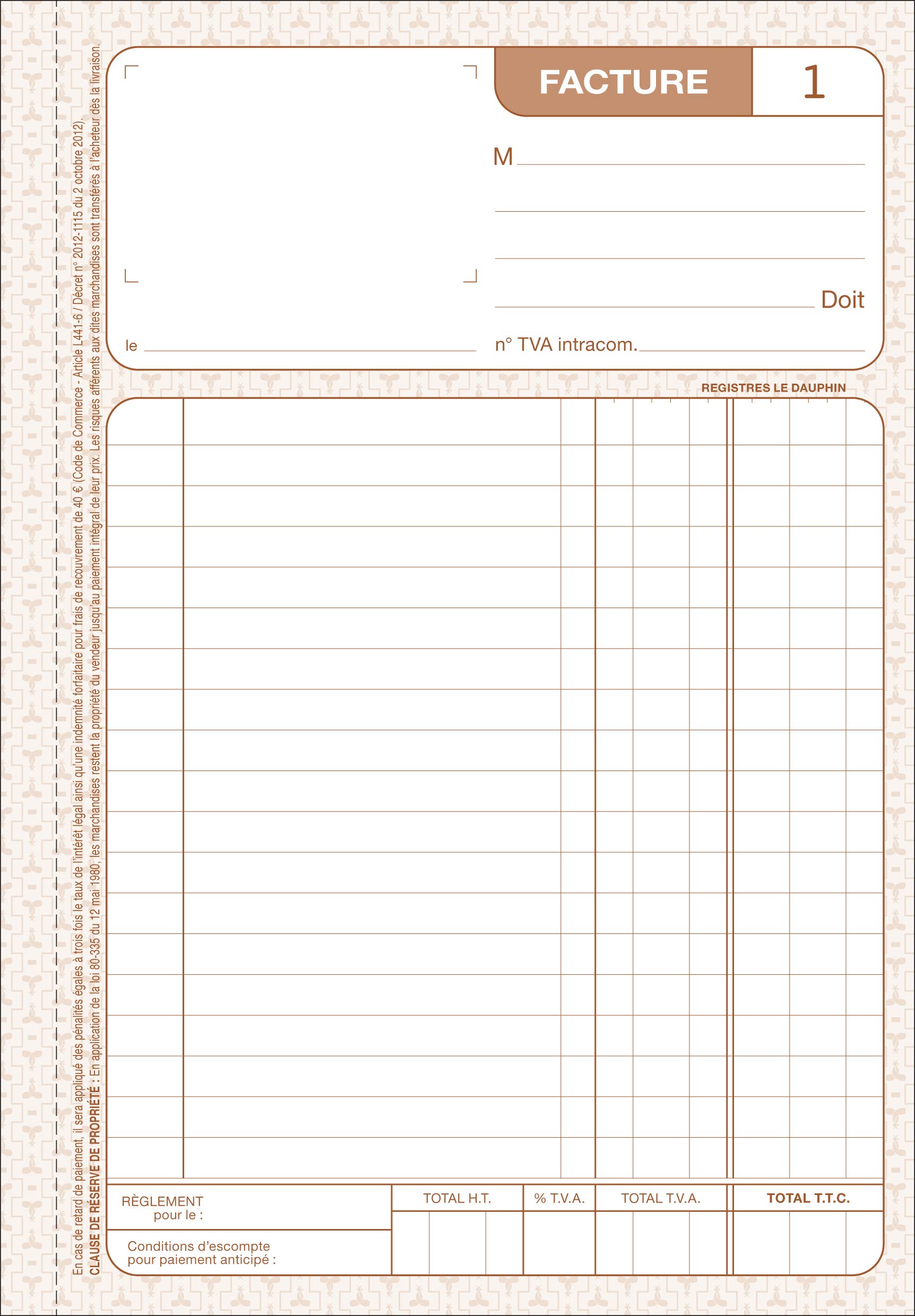 Le Dauphin1223D Manifold Invoice Book 21 x 14.8 cm 50 Triplicates Pack of 5