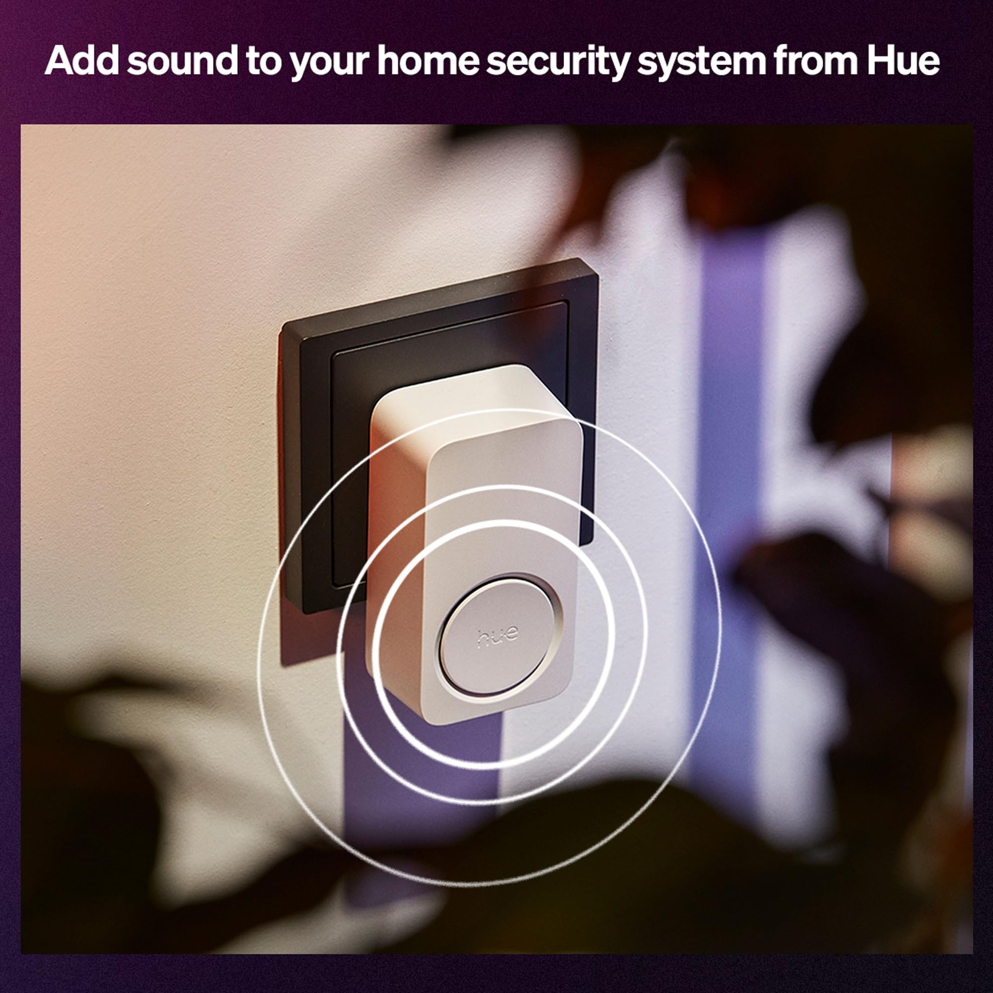Philips Hue Carillon intelligent sécurisé, notifications sonores en temps réel, s'adapte à n'importe quelle prise standard, fonctionne avec les caméras Hue, sonnette et capteurs de mouvement, émet des