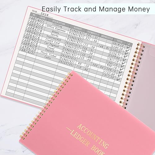 Miniatura 2 de HAUTOCO Libro de contabilidad para pequeñas empresas, seguimiento del presupuesto del hogar con 2 bolsas de almacenamiento, diario de registro de