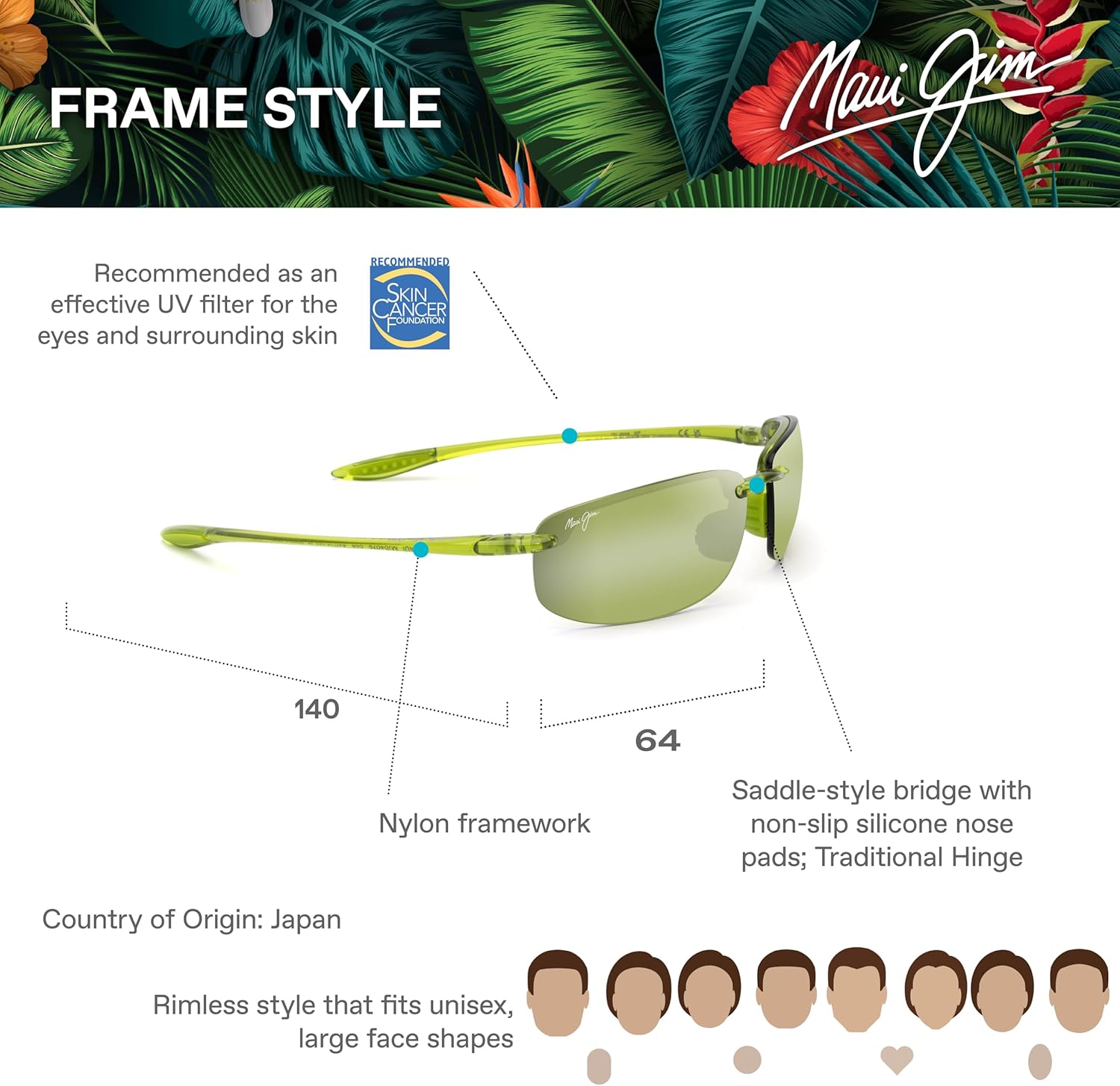 Maui Jim Polarized Men's and Women's Hookipa Rectangular Sunglasses - Image 6