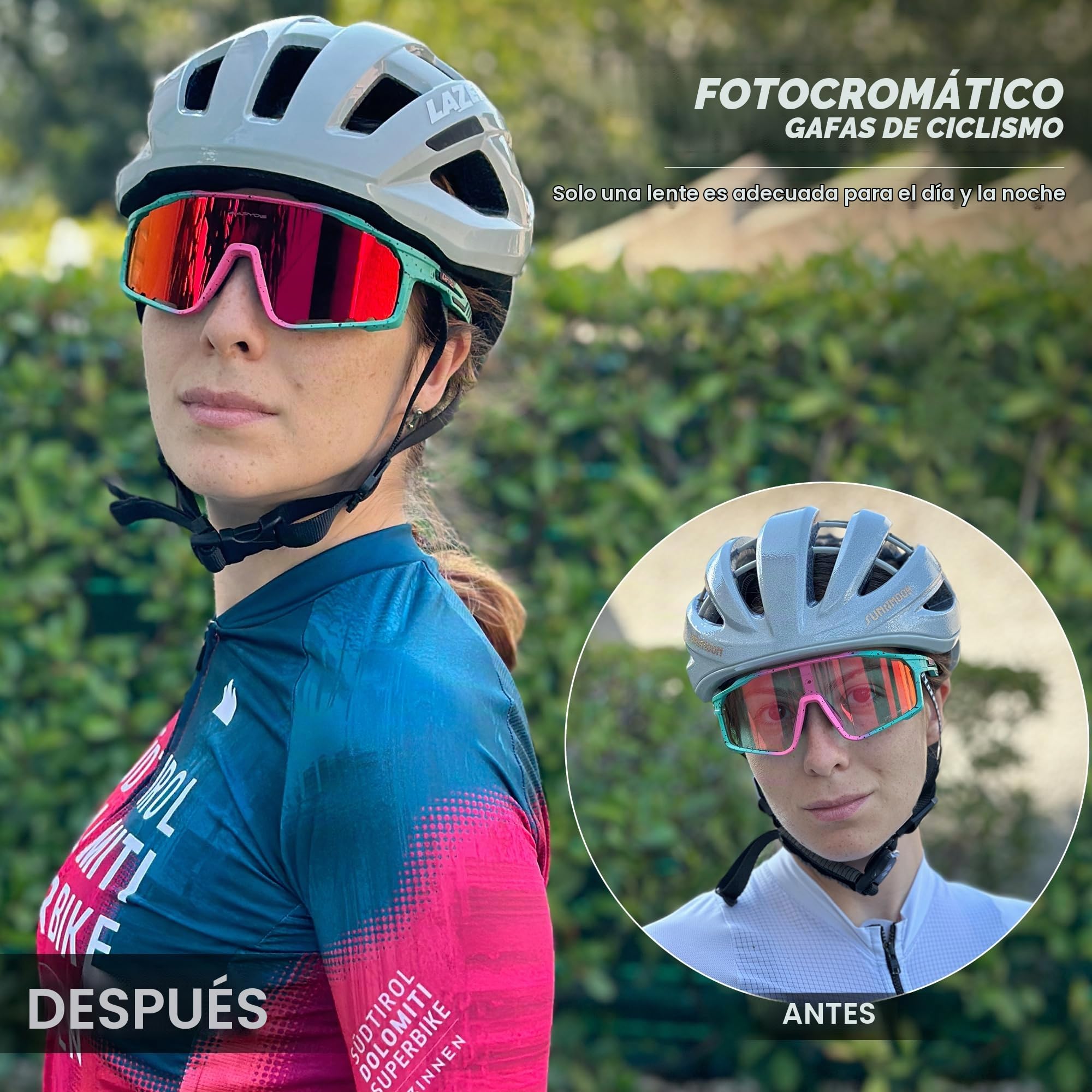KAPVOE Gafas de Ciclismo Hombre Mujer K76 | Montura TR90, almohadilla nasal ajustable para ciclismo.