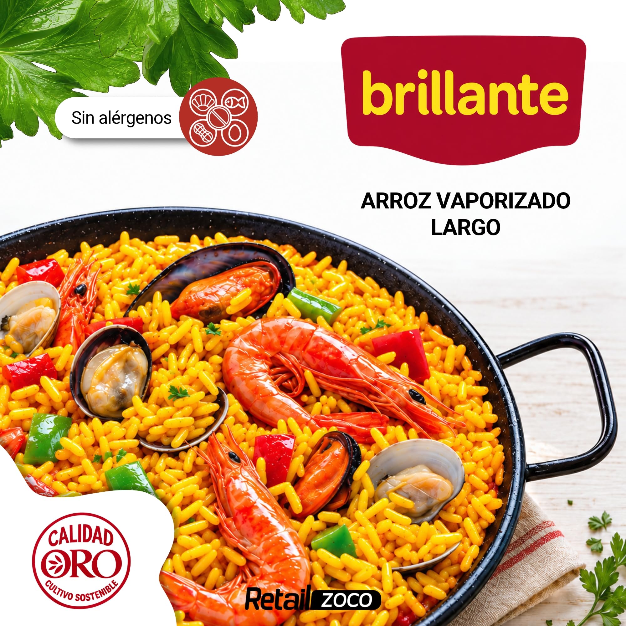Brillante Arroz Largo Vaporizado, Grano Suelto |1 Unidad de 1 Kg - imagen 2