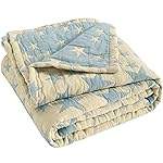 NTBAY 3 Layer Toddler Blanket, Muslin Cotton Jacquard Bed Blankets, Lightweight Thermal Baby Blanket, Super Soft and Warm Crib Blanket for All Seasons, Decoration Gift, 30x40, Blue and Yellow Star