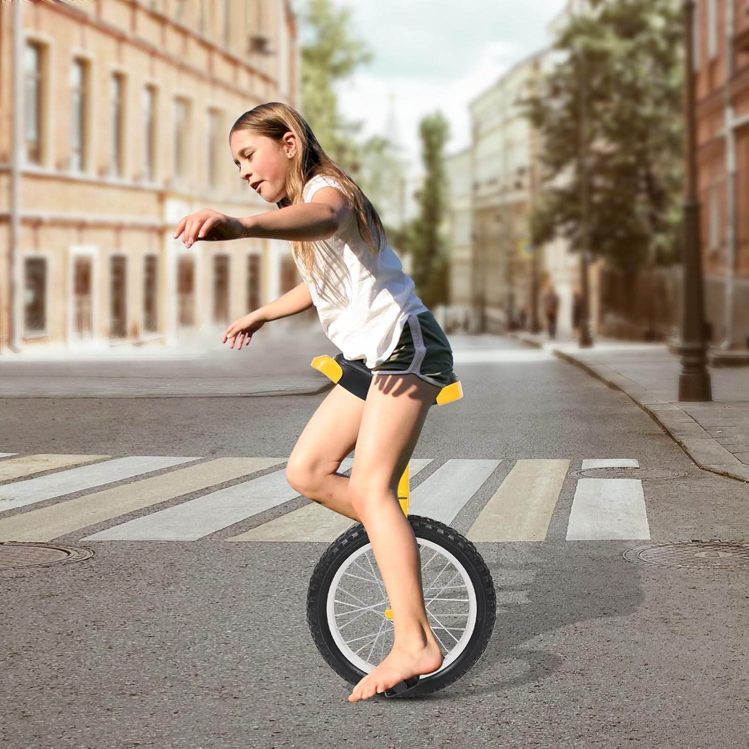 16'' Unicycle Adjustable Seat Balance Exercise Training Wheel Unicycle 110lbs