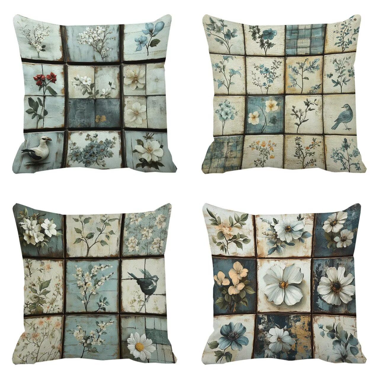 Coussin de canapé rétro fleurs : lot de 4 housses douces pour raviver vos assises fatiguées