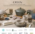 Gibson Home Hazeltine 16 Assiette et bols de pièces Assiettes en grès Ensemble de vaisselle en céramique - Bleu marine