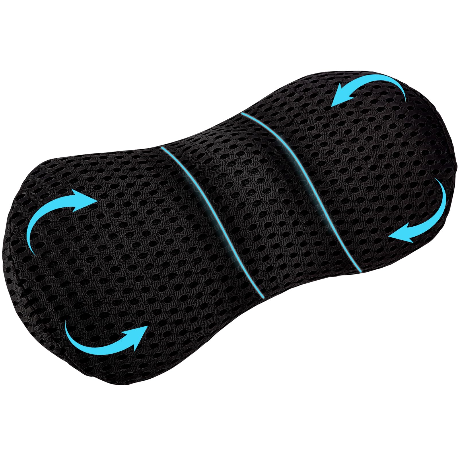 Zhufas Cojin Lumbar, Cojin Lumbar Coche, Cojín Lumbar ergonómico de Espuma viscoelástica, Almohada Lumbar Ergonómico para Casa Dormir, para Coche,Silla Oficina,Sofa (Negro)
