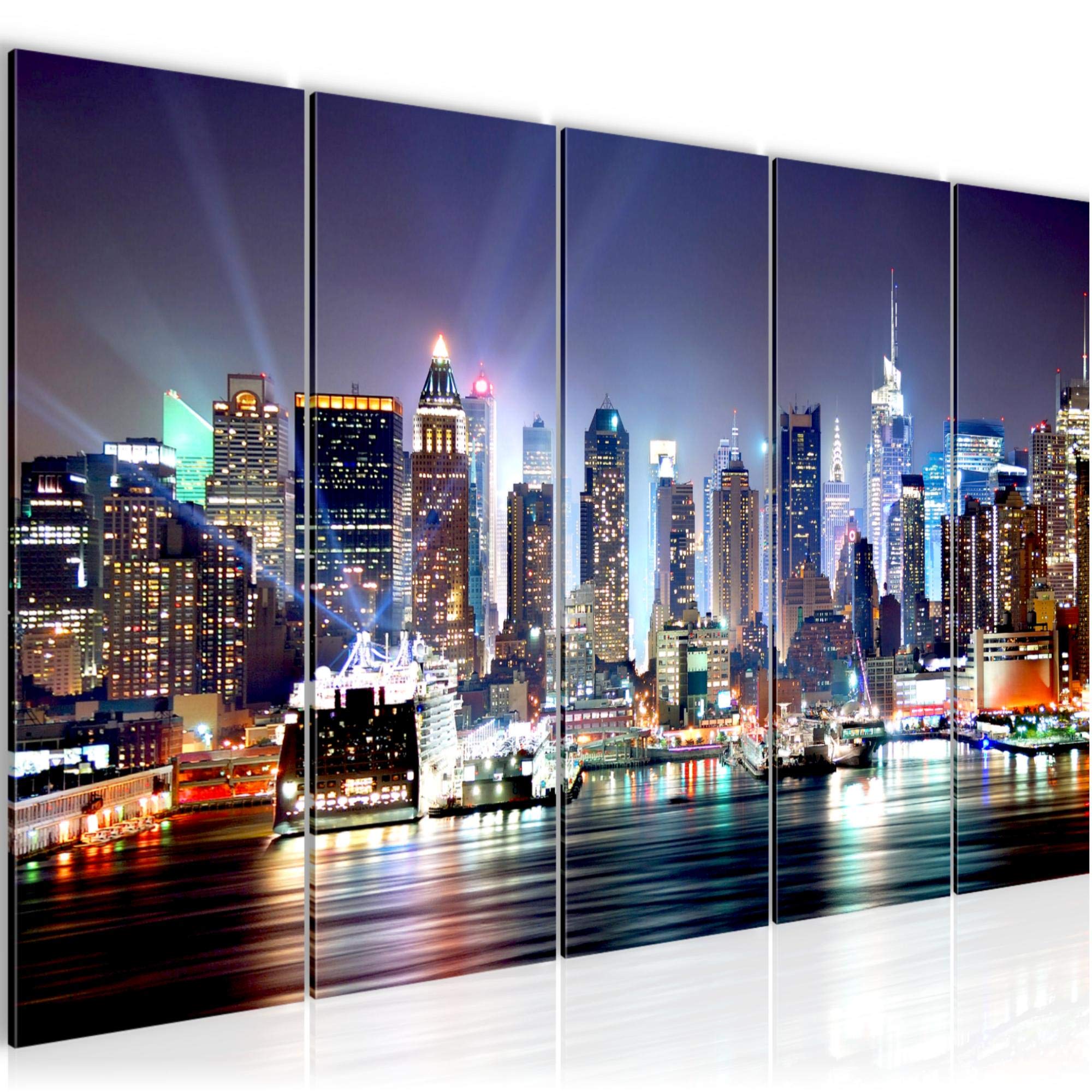 Runa Art A Run Art Wall Picture Xxl New York City 200 X 80 Cm Colorful 5 Pieces - Made In Germany - 605555
