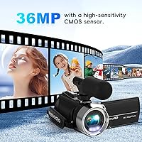 Vista 3 de Cámara de vídeo 4K, videocámara UHD de 36MP para vlogging en YouTube, zoom digital de 18 aumentos, pantalla IPS de 3" con rotación de 270°