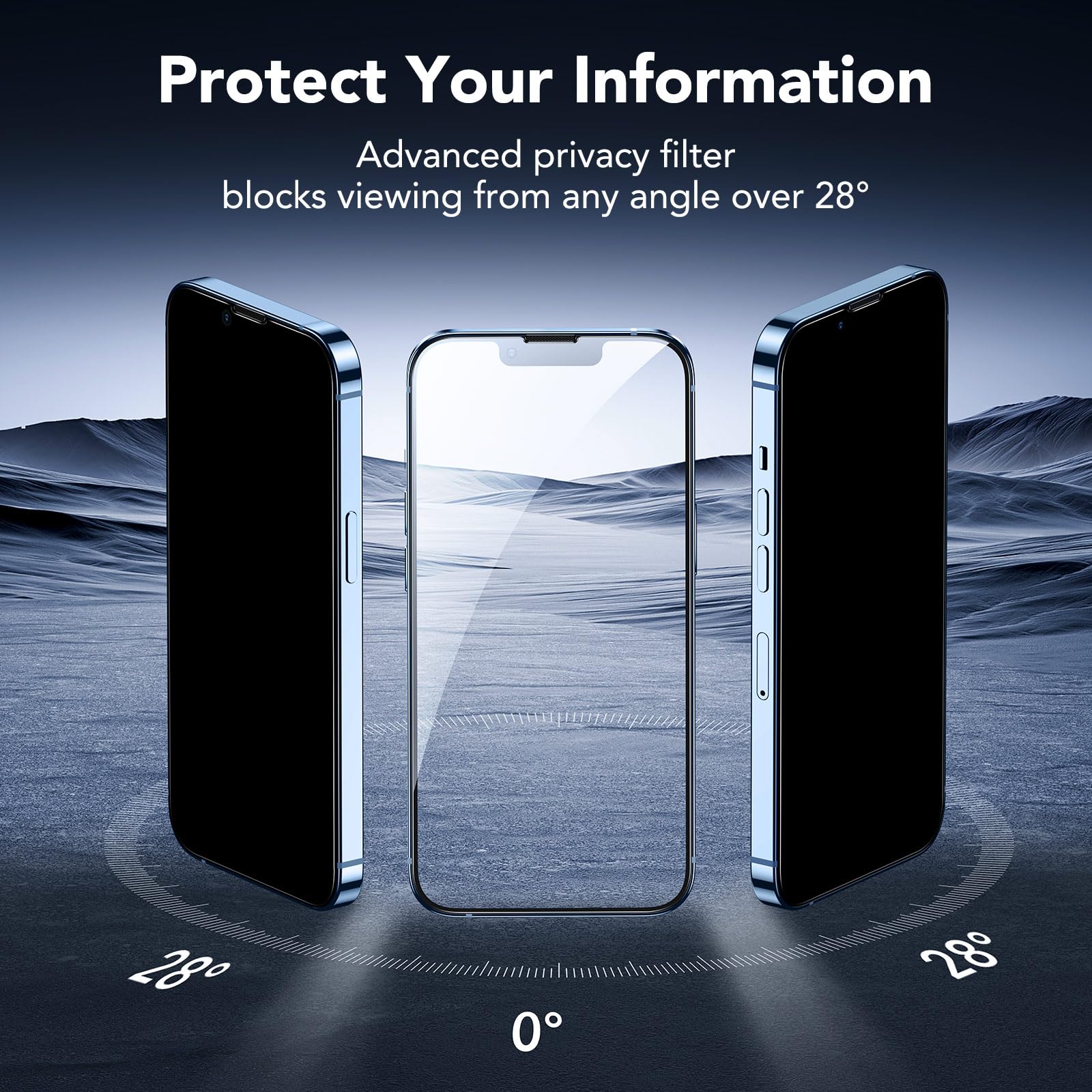 ESR 3 Pezzi Pellicola Vetro Privacy per iPhone 14 Plus/iPhone 13 Pro Max, Bordi curvi, Compatibili con le custodie, Protezioni per lo Schermo