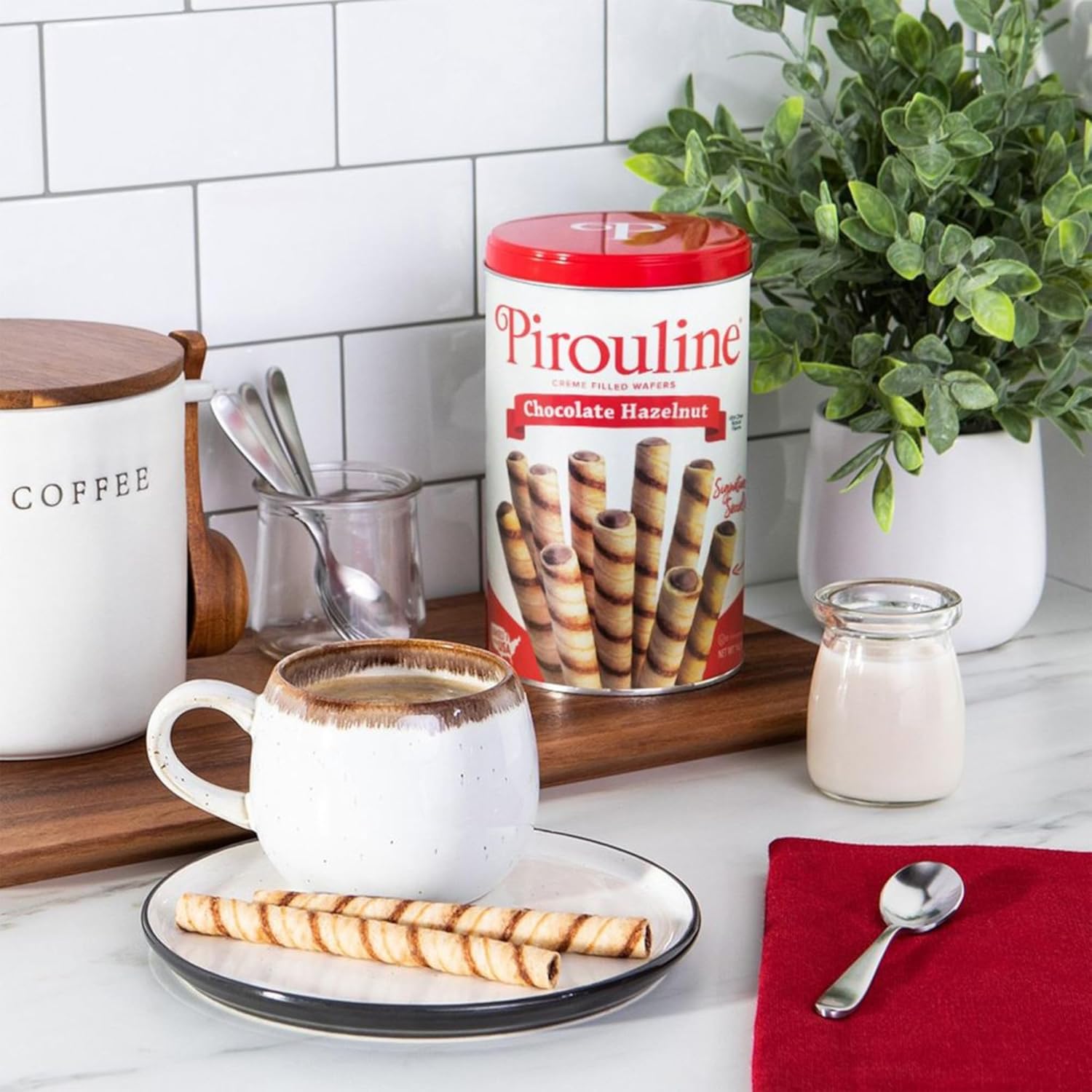 Pirouline Rolled Wafers - Chocolate Hazelnut Rolled Wafer Sticks - Original Signature Swirl Rolled Wafer Cookies - 14 oz 3 Pack