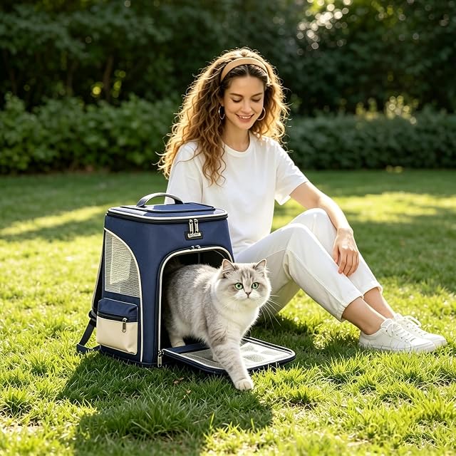 Foto 2 de 8 de PETCUTE Mochila Transportín Perro,Transpirable Mochila para Perros y Gatos con Esructura Sólida,Plegable…
