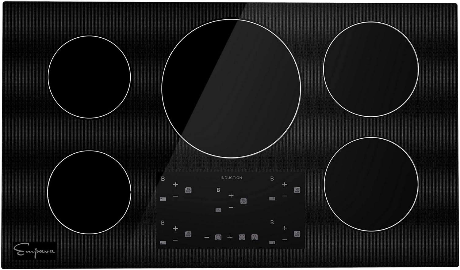 36" 5-Burner Built-In Induction Cooktop - 9200W, Touch Control, Black Glass (220-240V) 1 thumbnail image