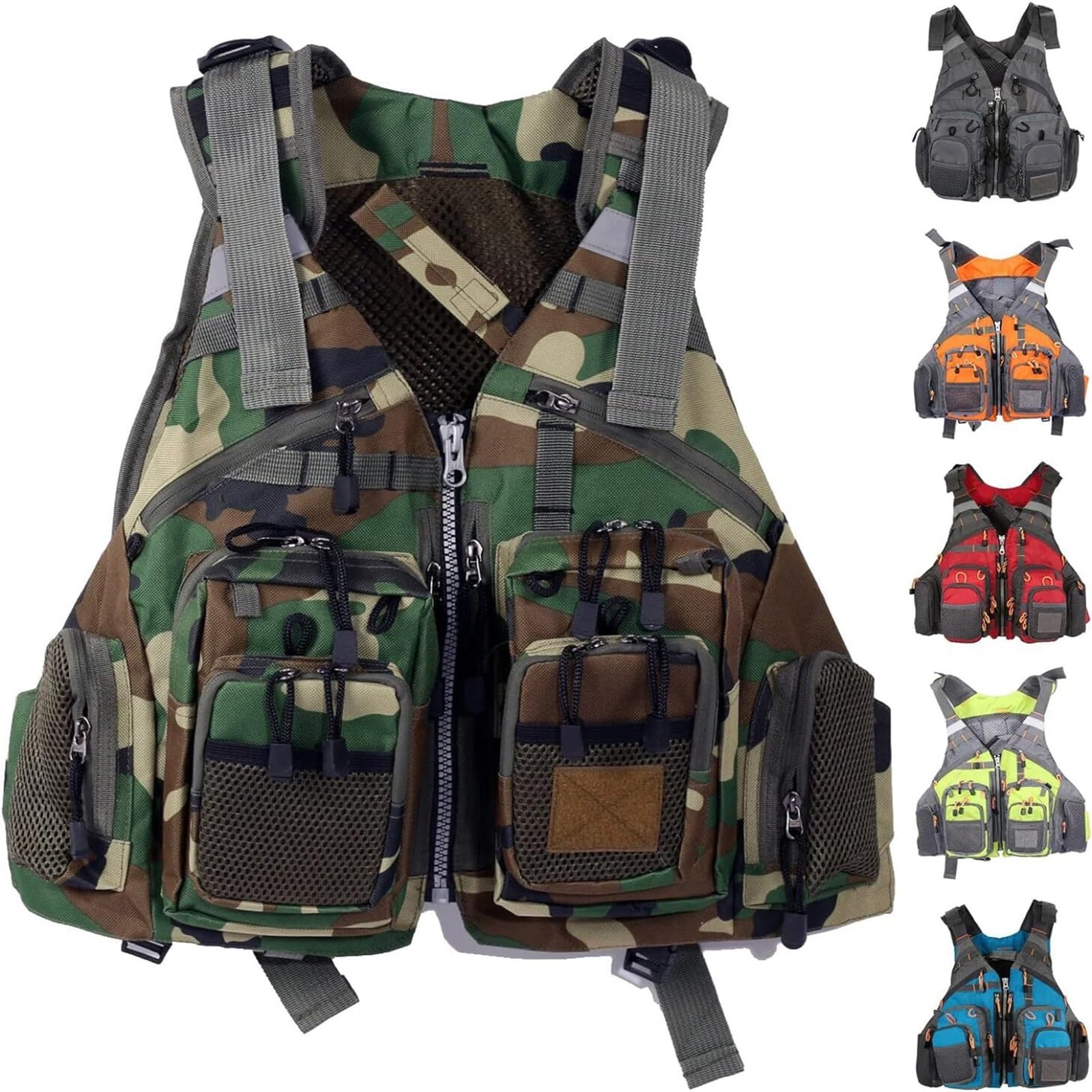 Adult Fly Fishing Kayaking Vest Portable Swim Vest Multi Pockets Sailing Fishing Paddle Board Water Sports Schwimmen Boating Surfing Canoeing Outdoor Safety Gear High Buoyancy