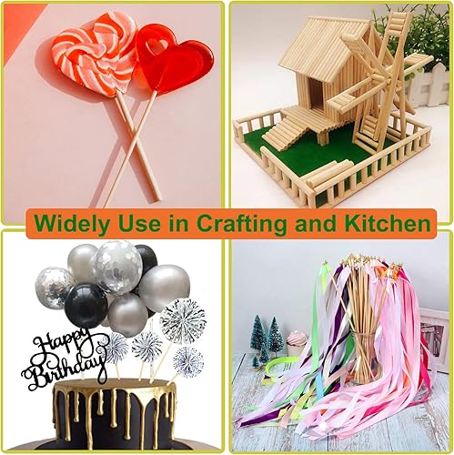 Miniatura 6 de Tacos de madera redondos de 38 x 15 pulgadas, 20 varillas de madera de macramé para manualidades, palos de madera dura sin terminar para artes y