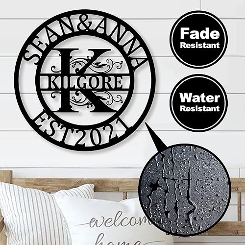 Miniatura 6 de Letrero de metal personalizado  Letrero de nombre personalizado  Arte de pared de metal  Decoración de pared con monograma de letra dividida