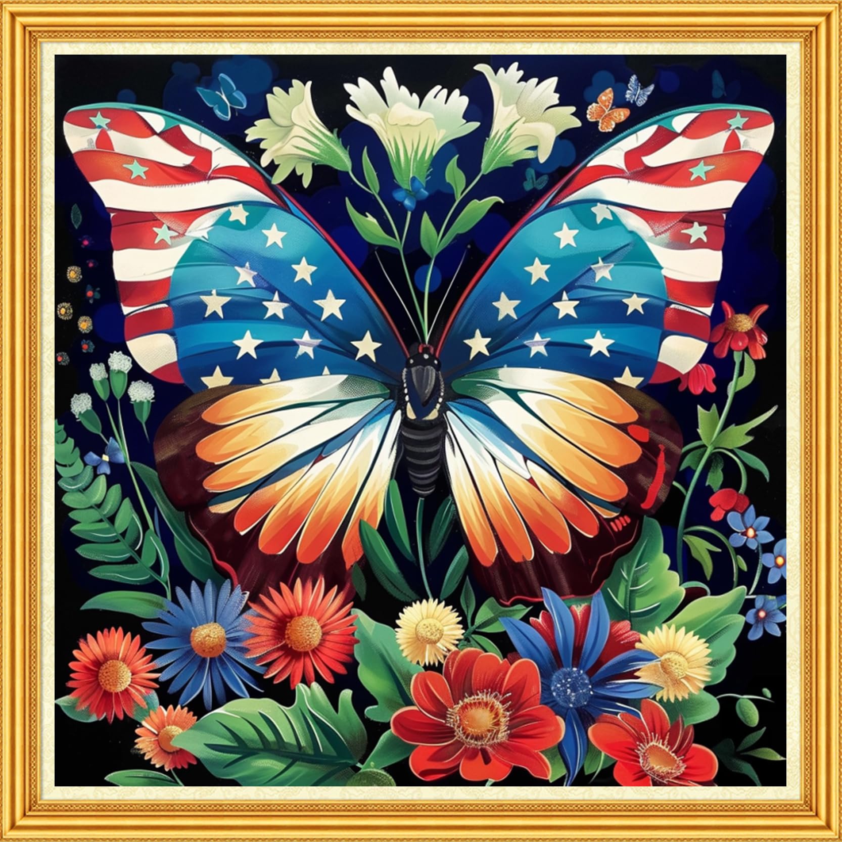 Joyhoor Stamped Cross Stitch Kits for Beginners Needlepoint Kits for Adults Embroidery Kits 11CT Counted Cross Stitch Kits Printed Embroidery Pattern-Butterfly Flowers 18x18 inch