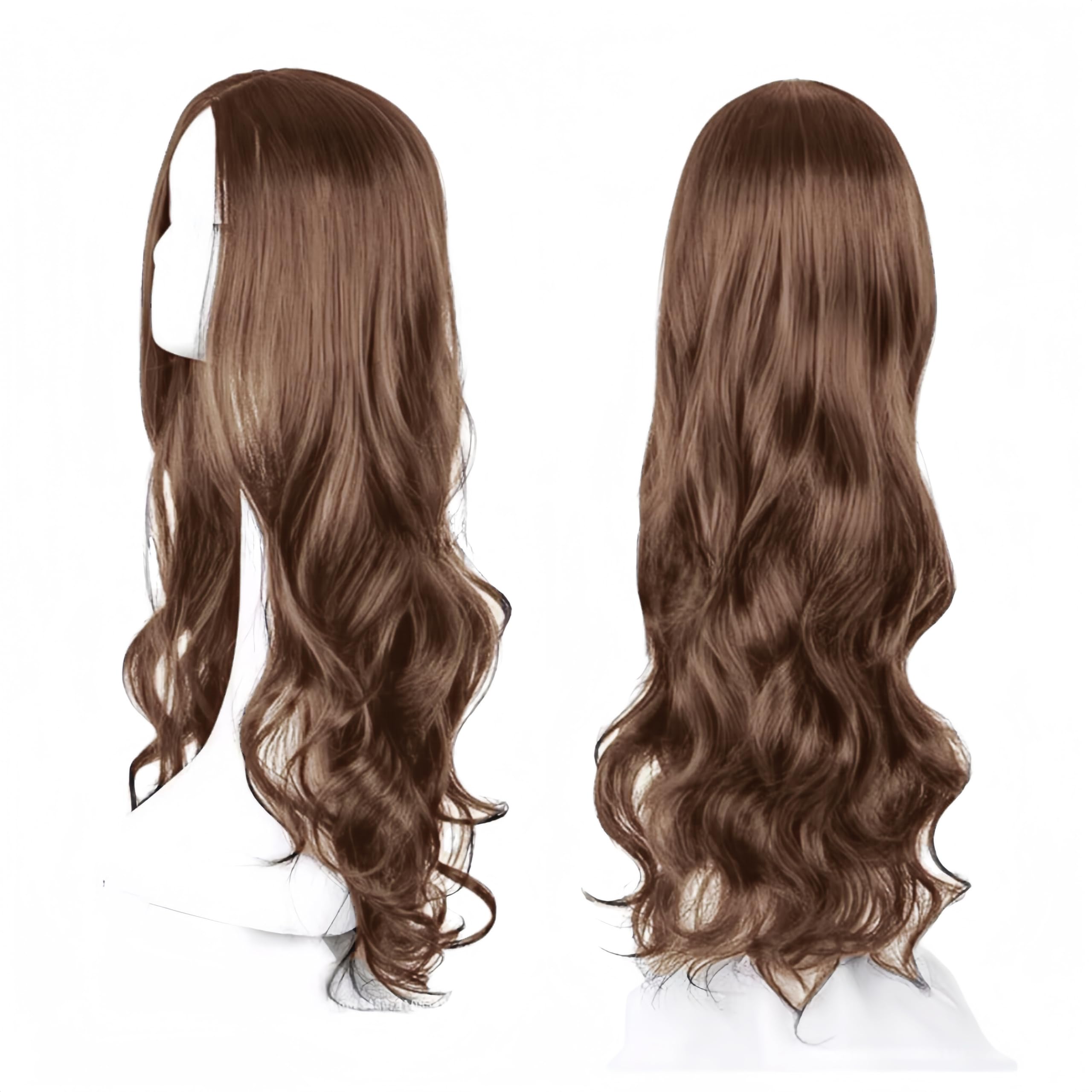 SDXCJY Wave Wig Long Curly Wigs for Women Girls 27’’ Long,Women's Charming Full Hair Replacement Synthetic brown Hair Wigs,Ladies Fancy Dress Wig for Cosplay Party Daily Use. (Light brown)