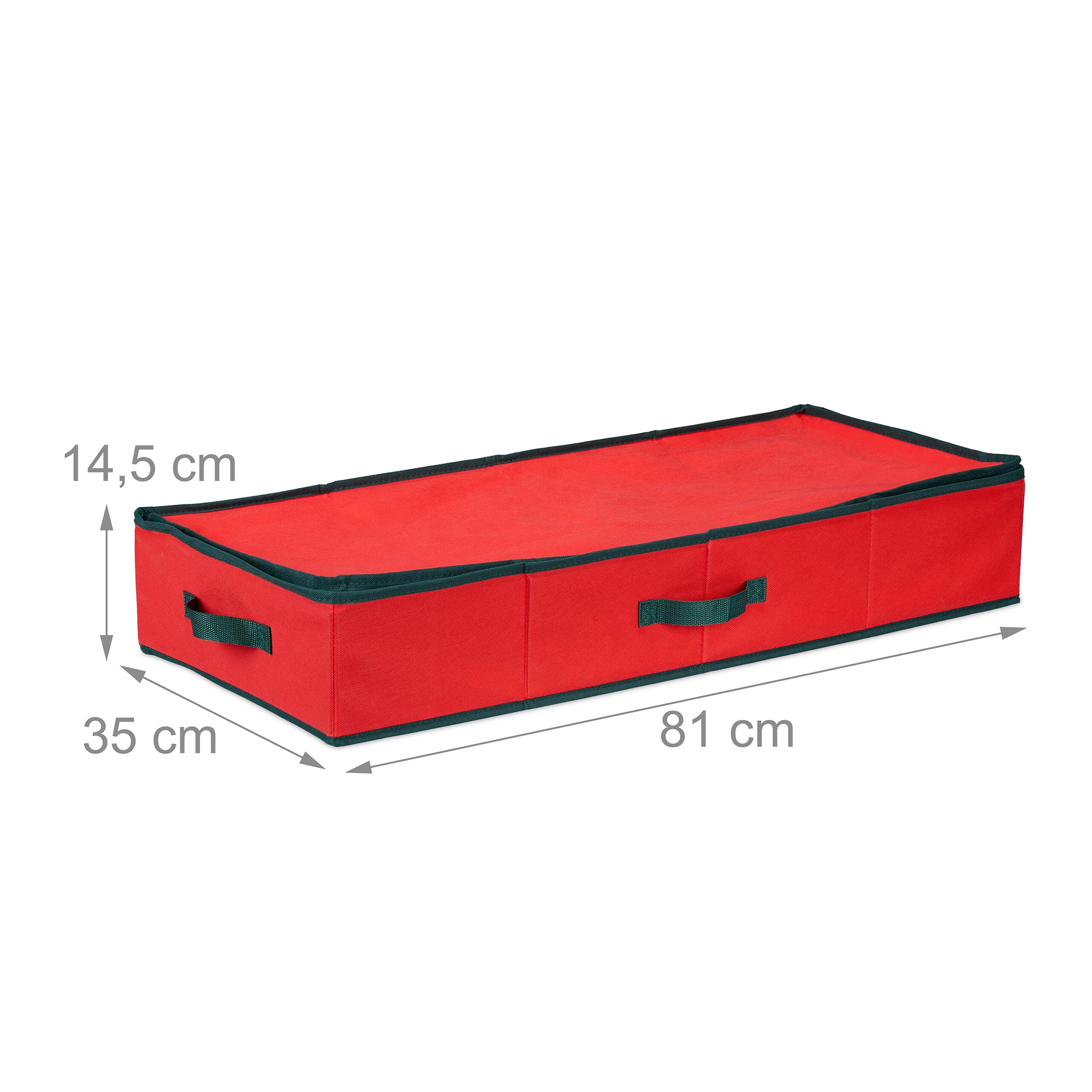 Relaxdays Contenitore Carta Regalo, Scatola Scomparti Porta Rotoli, Nastri, Palline, Addobbi Natale e Feste, Rosso Nero