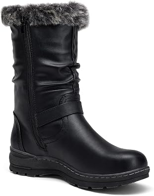 Vepose Women's Warm Mid Calf Winter Boots, Fur Lined with Side Zipper 960