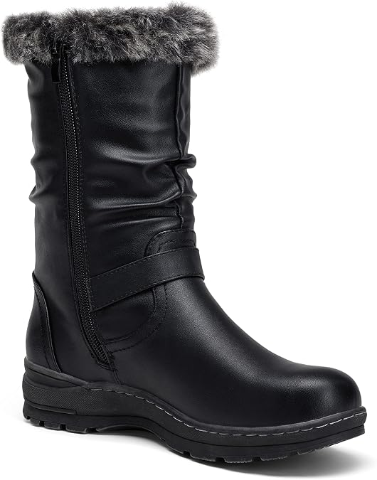 Vepose Women's Warm Mid Calf Winter Boots, Fur Lined with Side Zipper 960