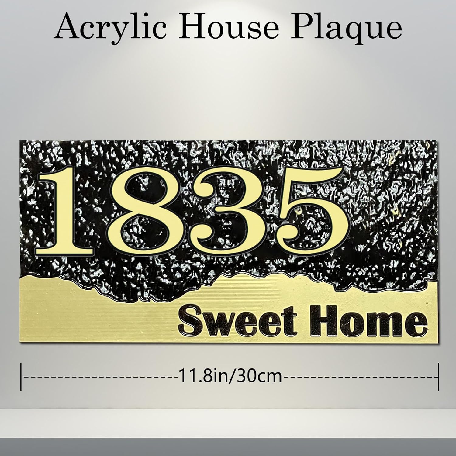Personalized House Address Plaque Custom House Number Sign 12 Inch Acrylic Street Name Plate Customized Antique Brass or Copper Vintage for Home Room Door Wall Outdoor Mailbox