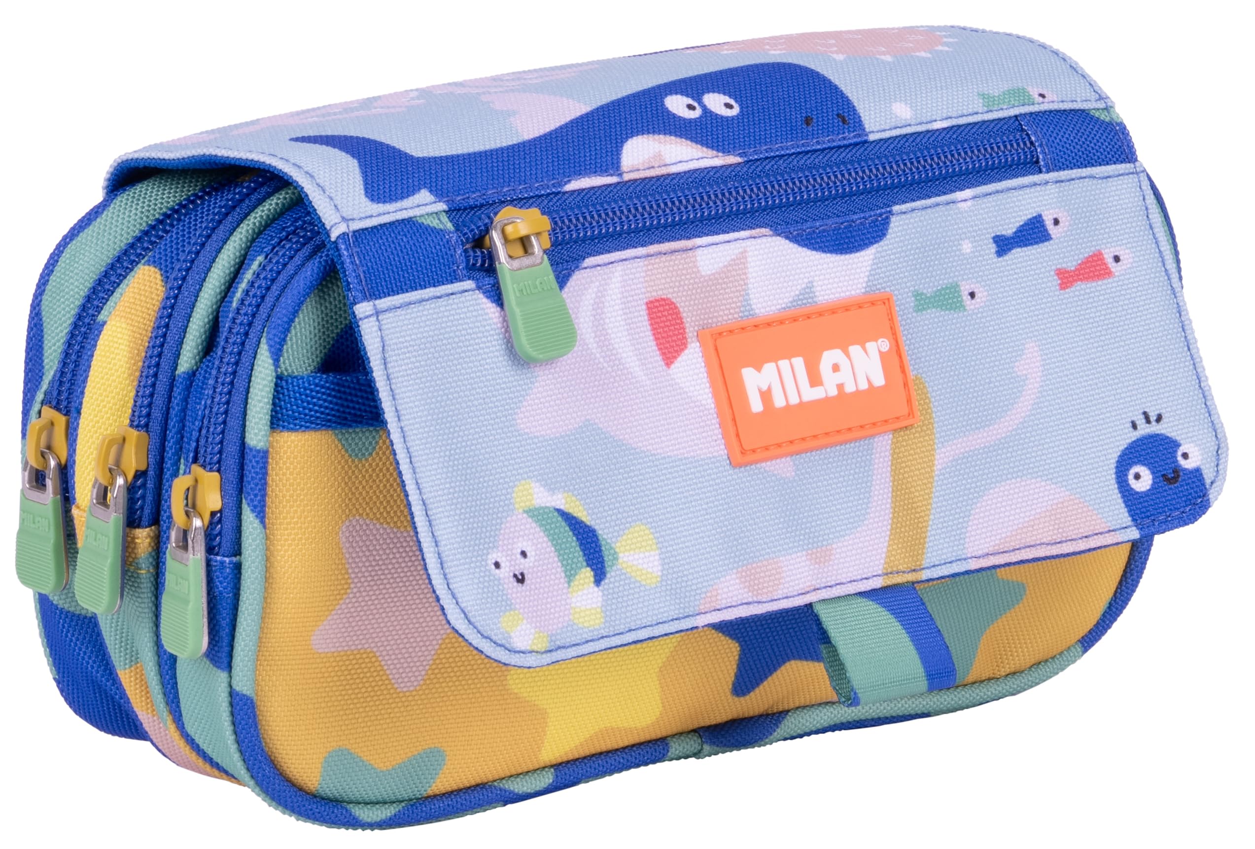 MILAN® Blue Odyssey Special Series 4 Zip Pencil Case with Flap