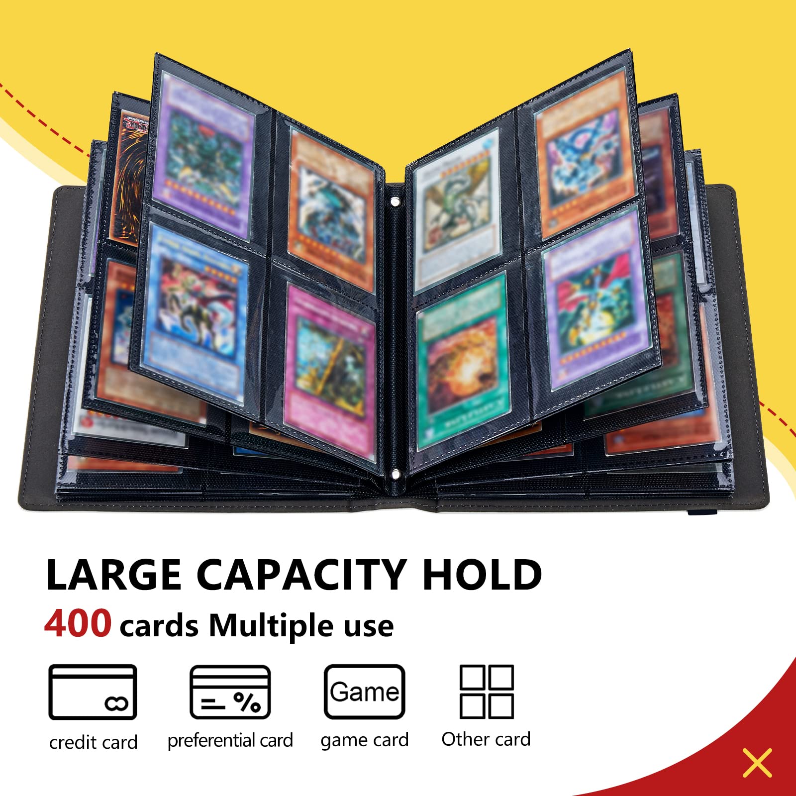 Sammelkarten Album 4-Pocket - 400 Karten Kapazität Mit PU Leder, Für TCG, Sportkarten & Standardgröße