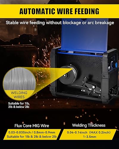 Miniatura 5 de Soldador MIG 135A 110V Flux Core MIGLift TIGStick Máquina de soldadura 3 en 1, equipo de soldadura sin gas portátil IGBT inversor, diseño portátil y