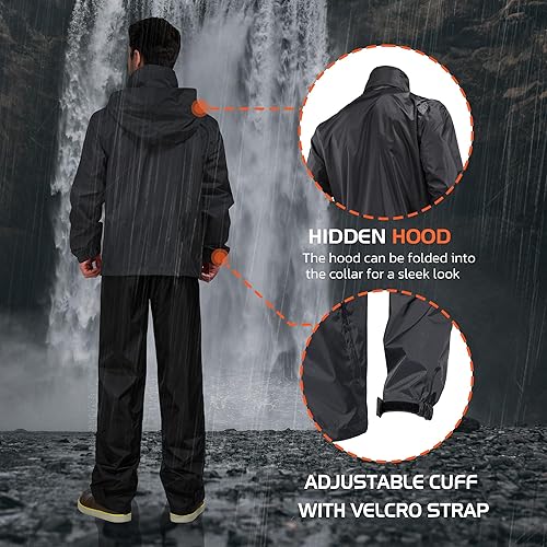 Miniatura 3 de Rodeel Traje de lluvia de pesca impermeable para hombres (traje de chaqueta y pantalón de equipo de lluvia)