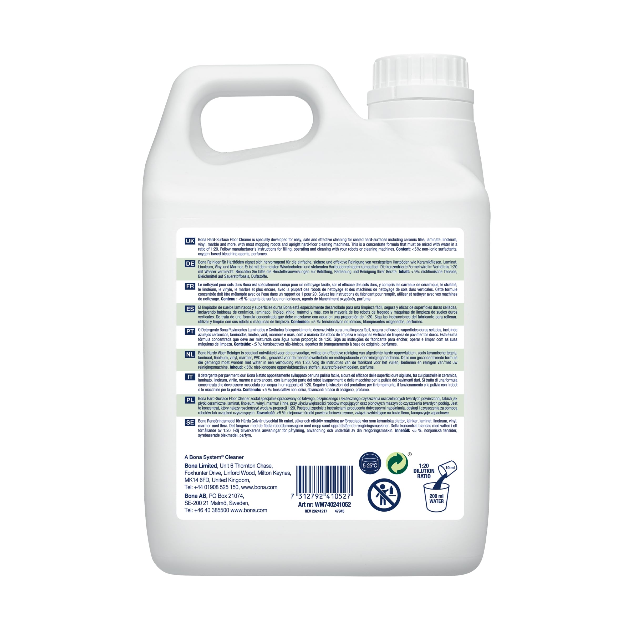 Bona Hard-Surface Floor Cleaner for Mopping Robots 2,5 l