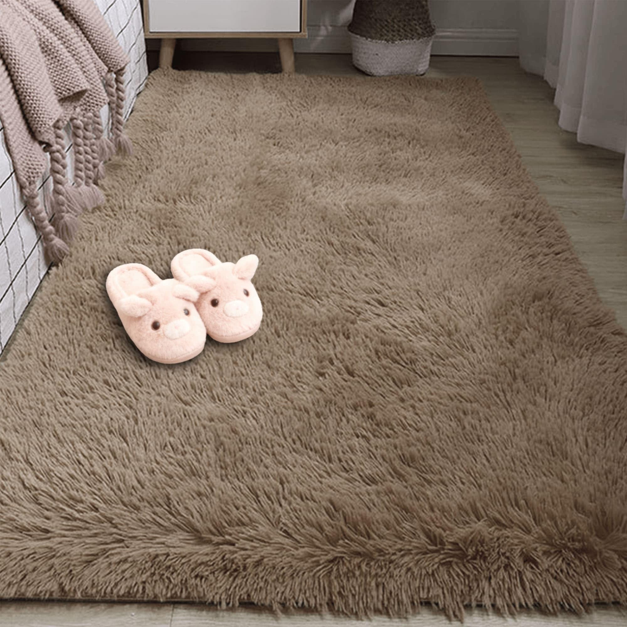 Tapis Extra Doux de Haute Qualité Style Moderne Uni Chameau