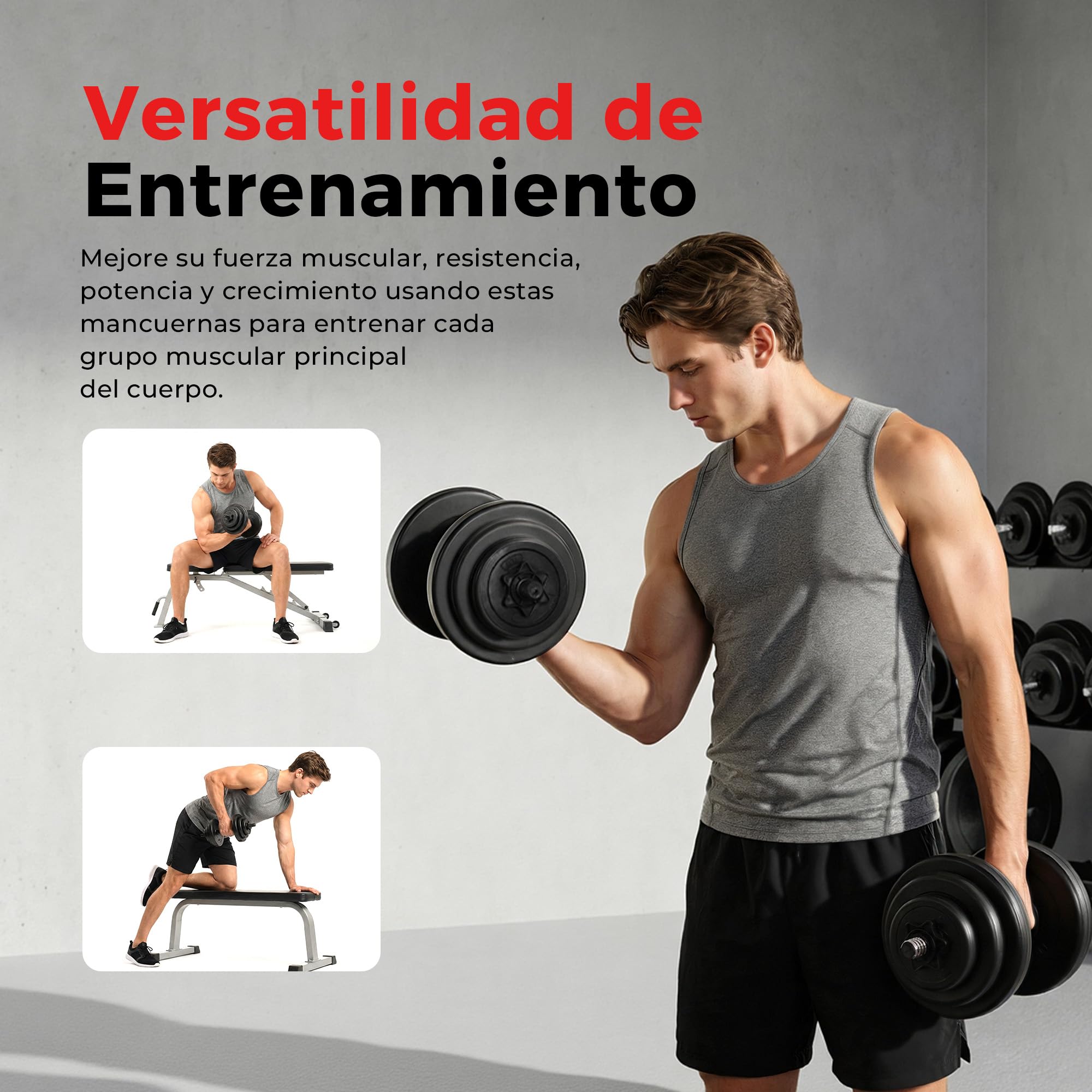 Sunny Health & Fitness Sunny Health & Fitness 18 KG, Vinyl Dumbbell Set Mancuernas, Unisex, Negro, Talla única