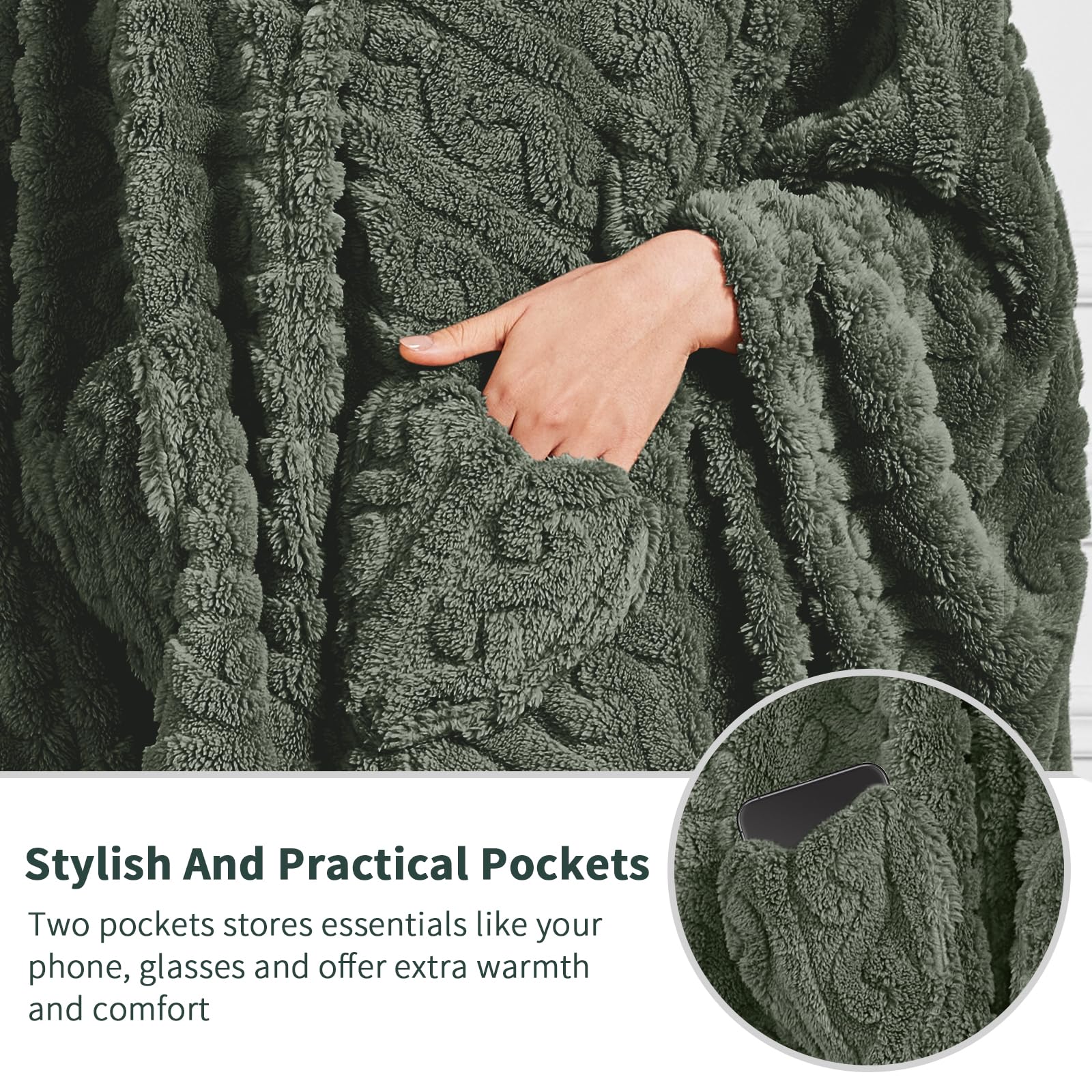 Wearable Blanket Sherpa Fleece Shawl Blanket with Pockets Blanket Poncho Cape for Adults, Cozy Shawl TV Throw Blankets