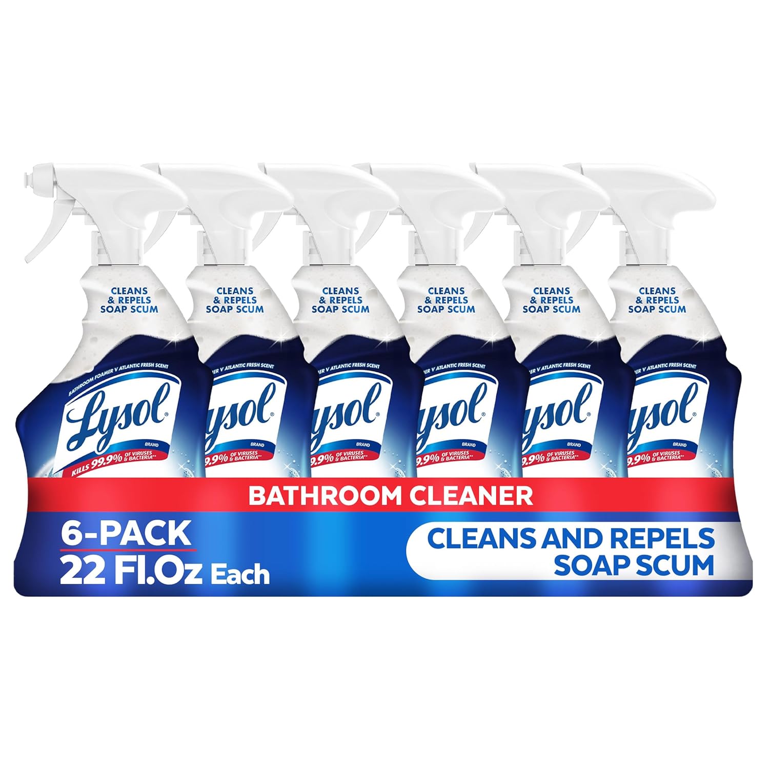 Lysol Power Foaming Cleaning Spray for Bathrooms Foam Cleaner for Bathrooms Showers Tubs 22oz Pack of 6