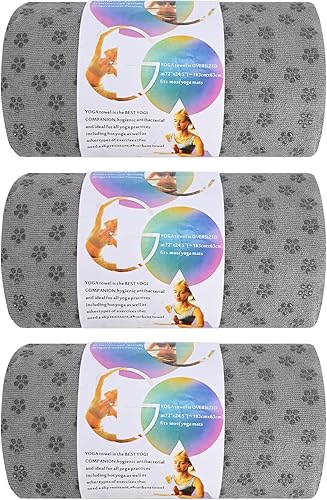 3 Pack Hot Yoga Towels with Plum Blossom Dots, Dark Grey Non-Slip Yoga Mat Towel, Super-Absorbent Soft Suede Microfiber Towel for Hot Yoga, Pilates,