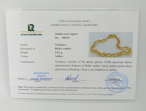 Miniatura 4 de Collar de ámbar auténtico del mar Báltico, hecho con mezcla sin pulir, 13.4 in (13,4 pulgadas), Ámbar báltico