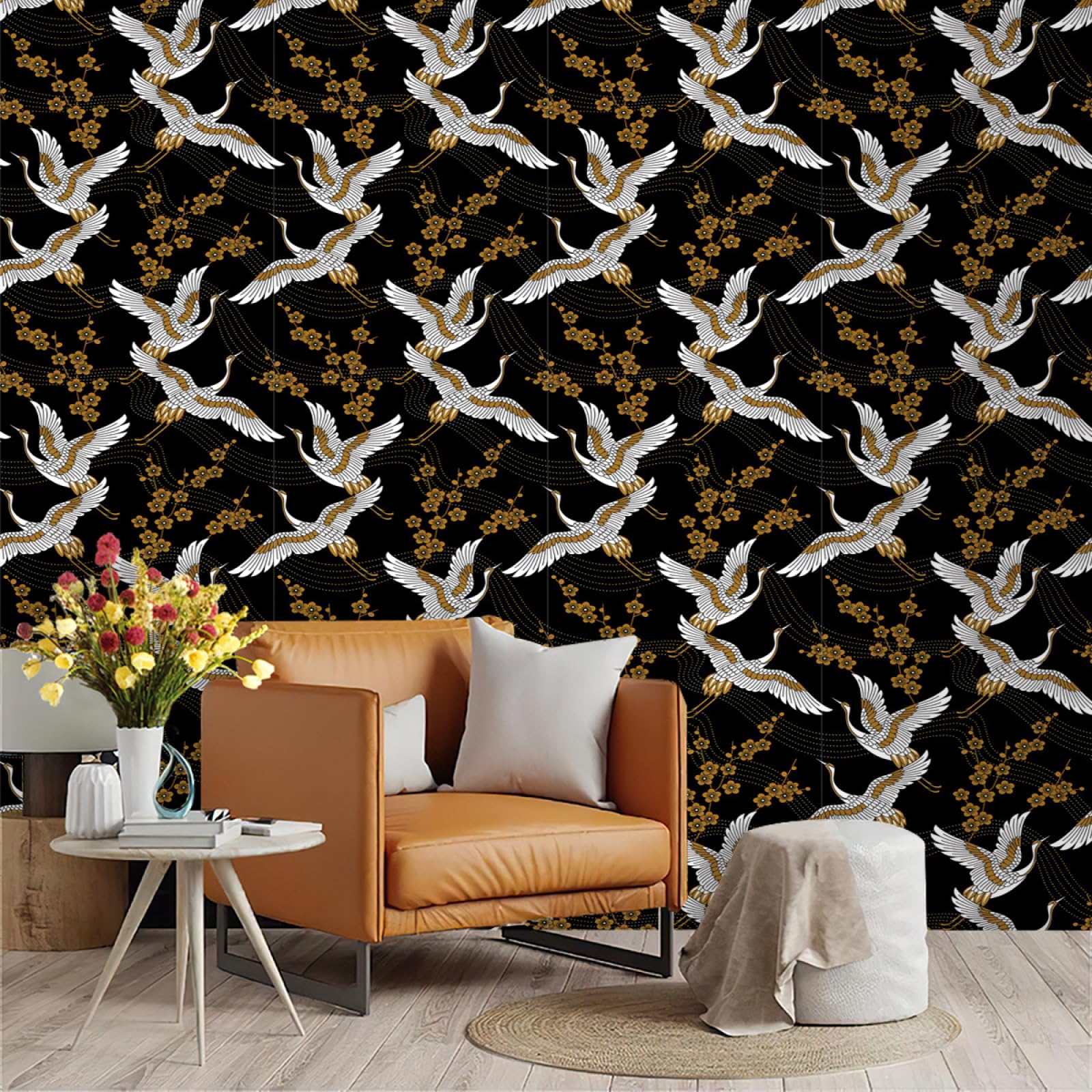 Zahhyg White Wallpaper Bird Peel And Stick Self Adhesive Wallpaper For Living Room Waterproof Vinyl, Art Deco Thicken Sticky Back Plastic Removable