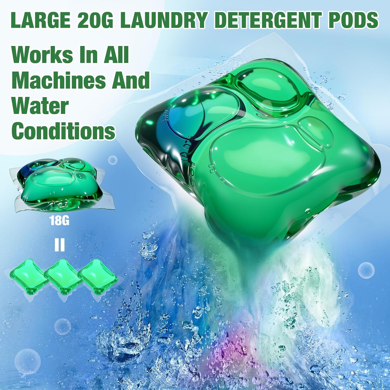 100 Count Concentrated Laundry Detergent Pods Bulk 4 in 1 Laundry Detergent Pods Remover Cleaning Fragrance Enhancement Softening - Image 3