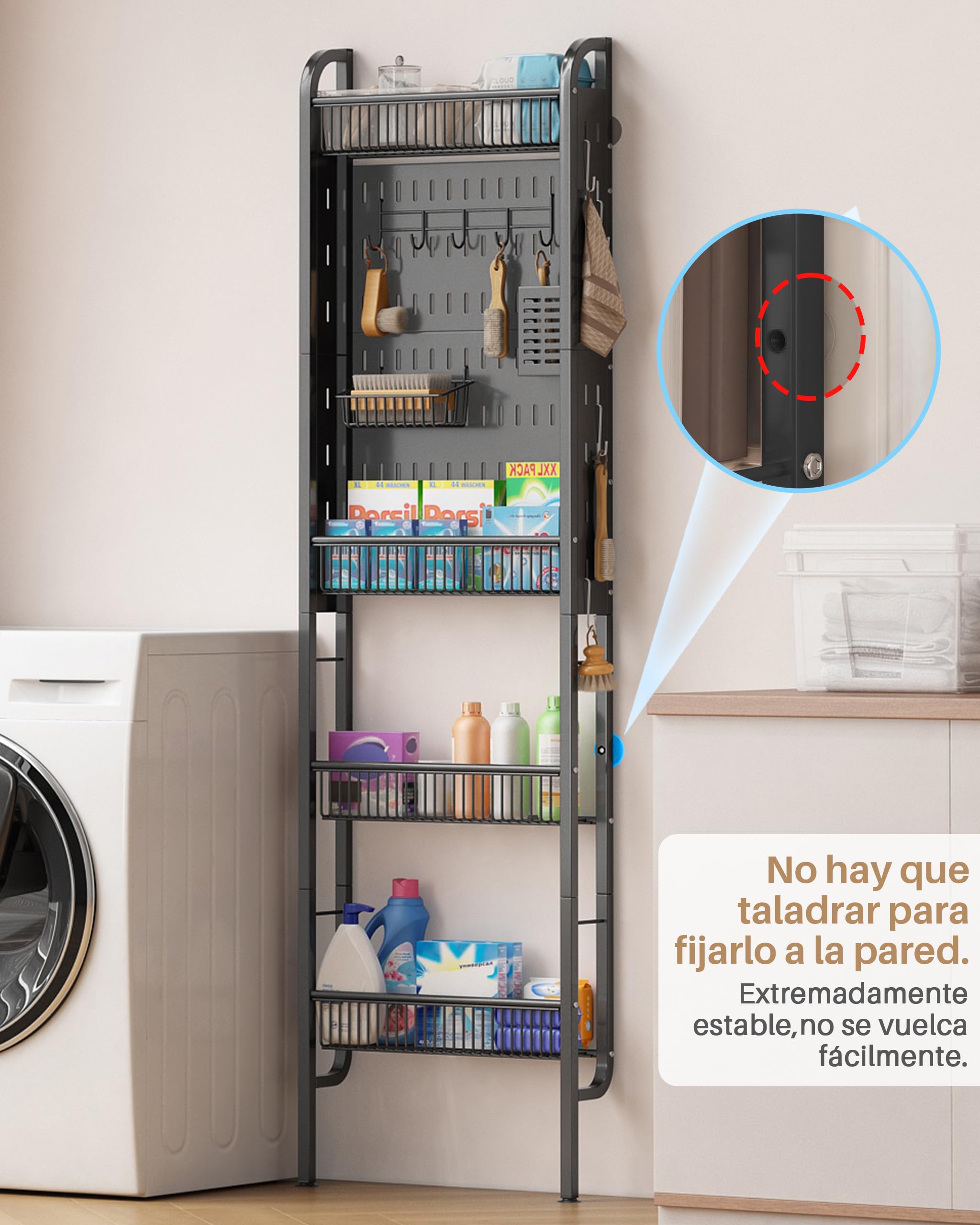UMDONX Estante Estrecho para Baño de 4 Niveles, Organizador de Metal Estrecho para Baño y Cocina, Multiusos para Espacios Pequeños (Negro)