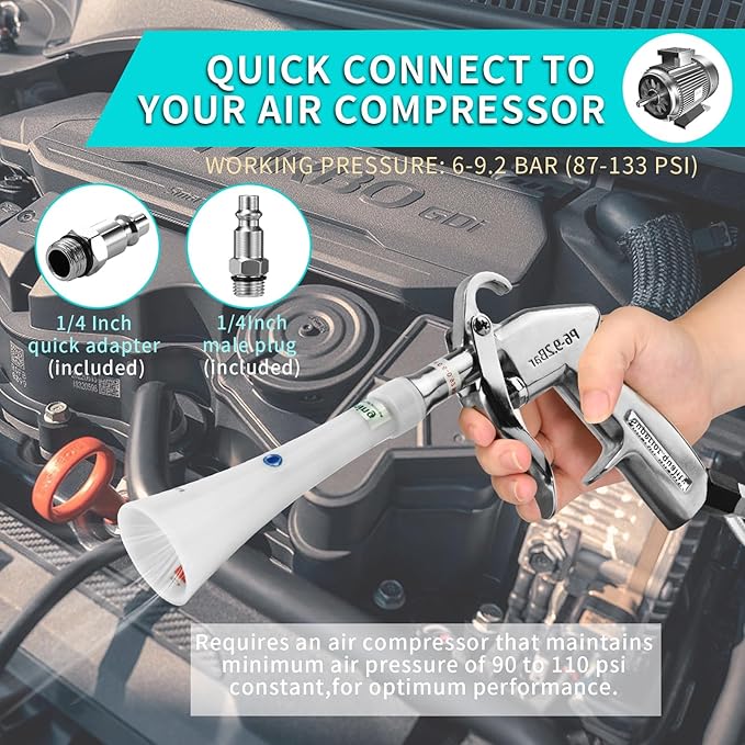 GOCCIDA Air Blow Gun with Brass Adjustable Air Flow Nozzle,Cleaning Gun Quickly Blasts Dirt and Dust