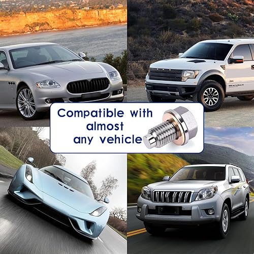 Miniatura 4 de 1 tornillo de tuerca de drenaje de sumidero de acero inoxidable, tapón de drenaje de aceite M12 x 1.25 con 5 juntas, universal para la mayoría de