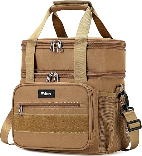Weitars Lonchera para hombres y mujeres, lonchera de doble compartimento, resistente, grande, aislada, bolsa de almuerzo táctica duradera con correa